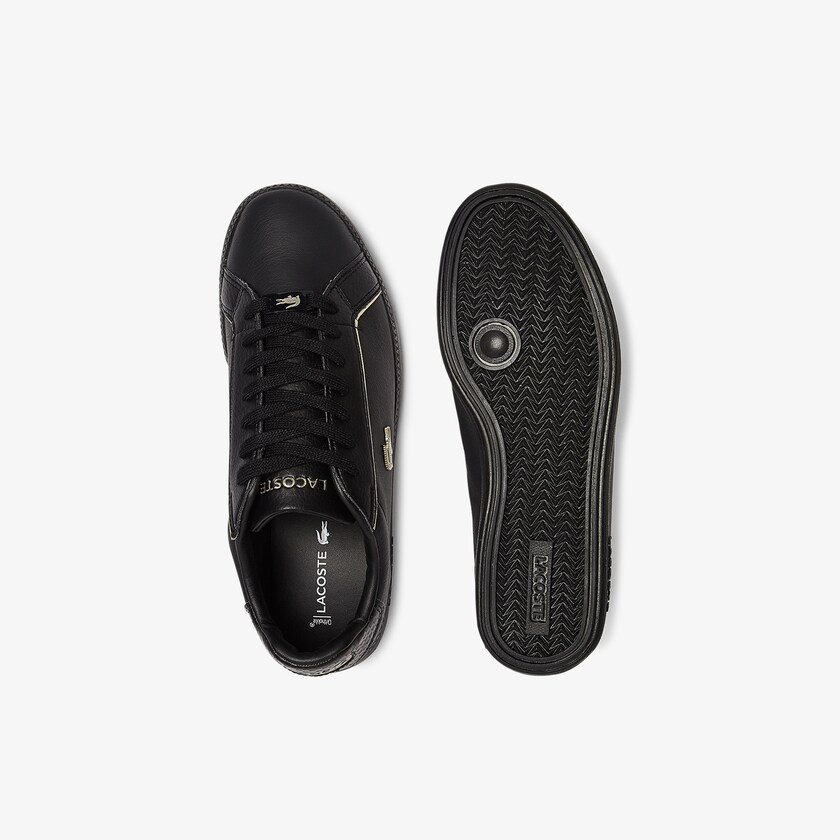 Sapatilhas Pretas Feminino Lacoste Graduate Leather Metallic Detailing XQ5-24242G5