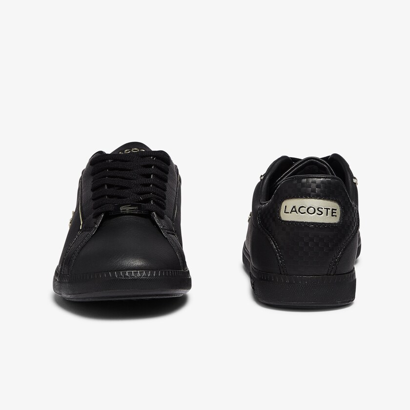 Sapatilhas Pretas Feminino Lacoste Graduate Leather Metallic Detailing XQ5-24242G5