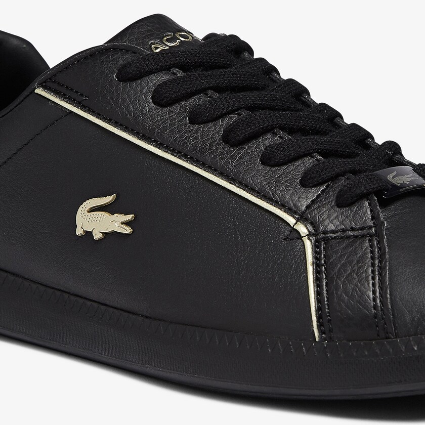 Sapatilhas Pretas Feminino Lacoste Graduate Leather Metallic Detailing XQ5-24242G5