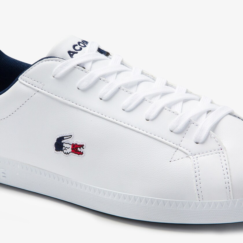 Sapatilhas Branco Bege Masculino Lacoste Graduate Tricolore Leather and Synthetic JC2-07290E1