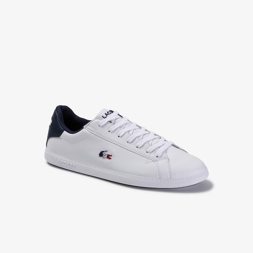 Sapatilhas Branco Bege Masculino Lacoste Graduate Tricolore Leather and Synthetic JC2-07290E1