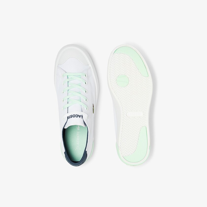 Sapatilhas Branco Luz Azuis Feminino Lacoste Gripshot Canvas and Leather VE2-80898H1
