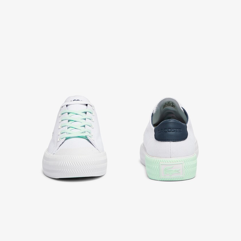 Sapatilhas Branco Luz Azuis Feminino Lacoste Gripshot Canvas and Leather VE2-80898H1