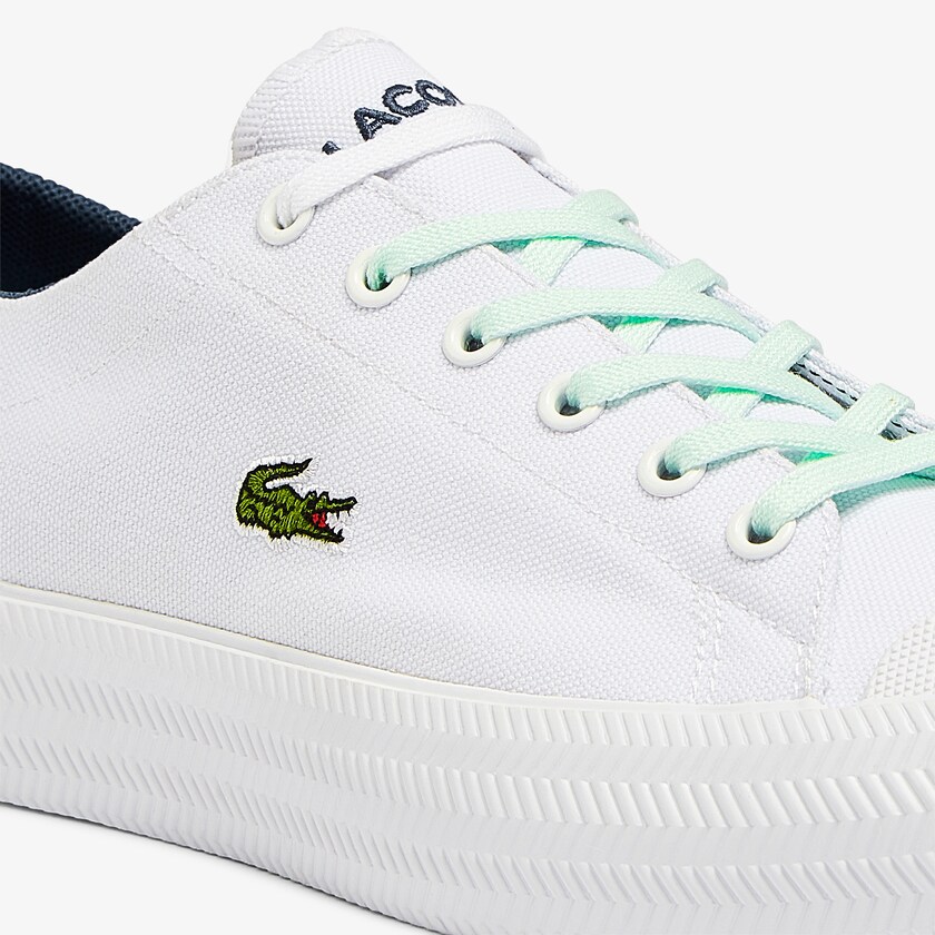 Sapatilhas Branco Luz Azuis Feminino Lacoste Gripshot Canvas and Leather VE2-80898H1
