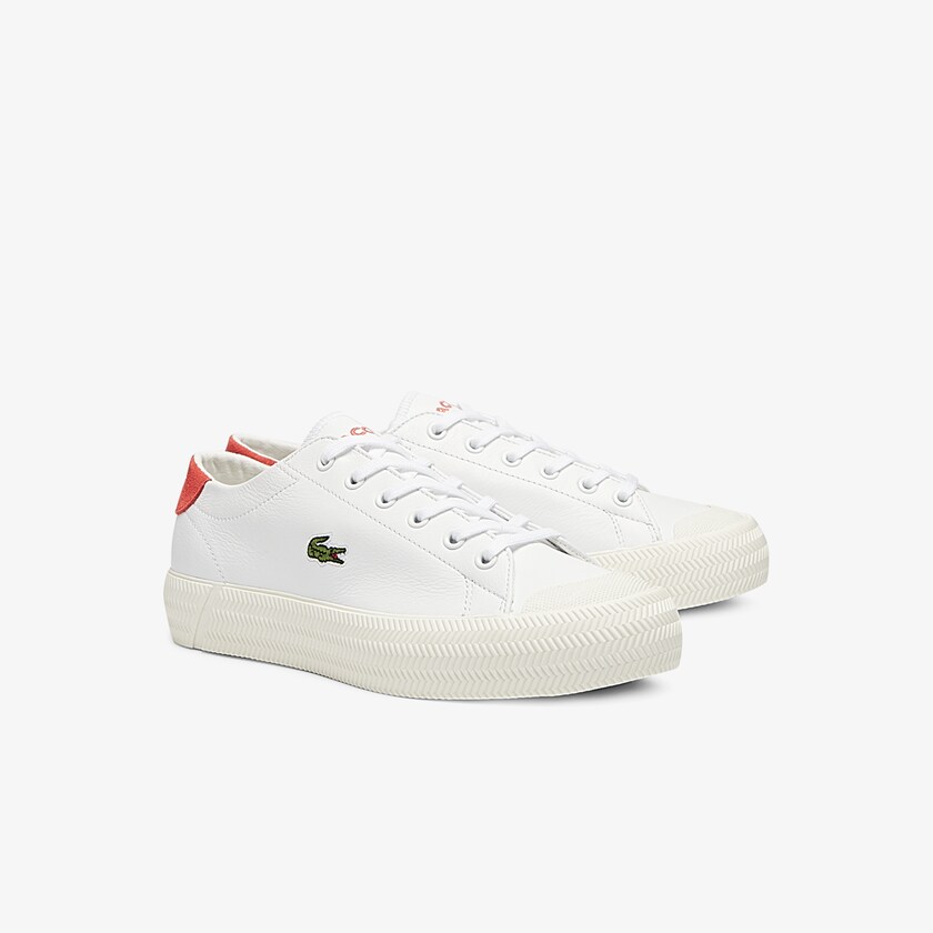 Sapatilhas Branco Bege Feminino Lacoste Gripshot Leather and Suede XH9-05030Y3