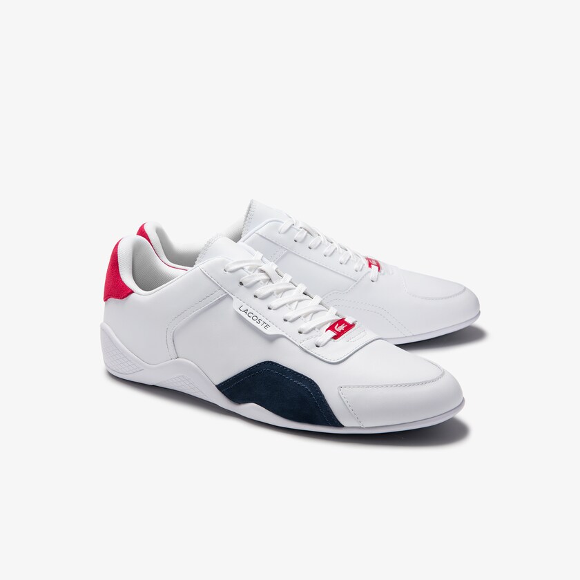 Sapatilhas Branco Azul Marinho Vermelhas Masculino Lacoste Hapona Leather and Synthetic OE4-25652B1