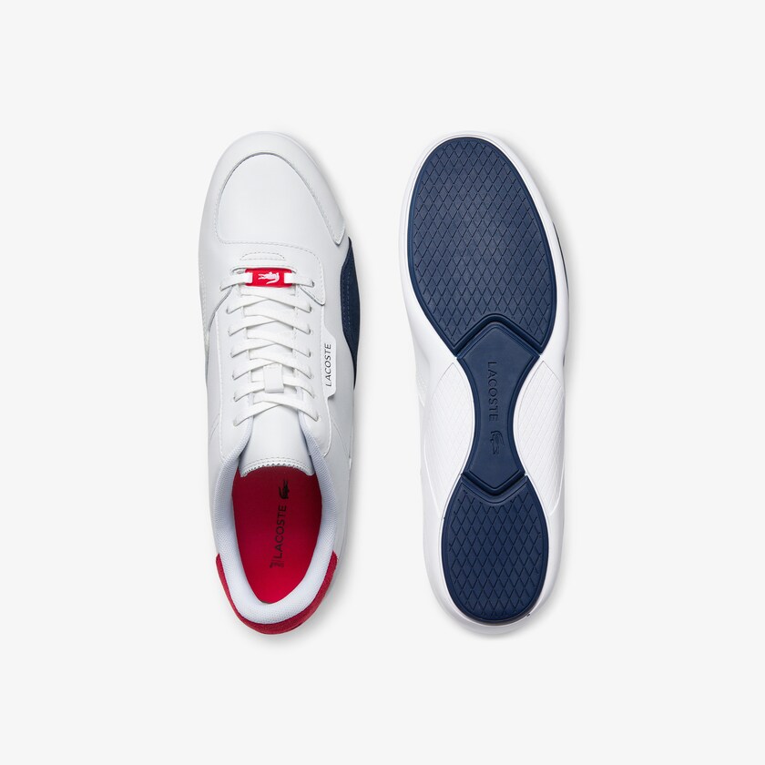 Sapatilhas Branco Azul Marinho Vermelhas Masculino Lacoste Hapona Leather and Synthetic OE4-25652B1
