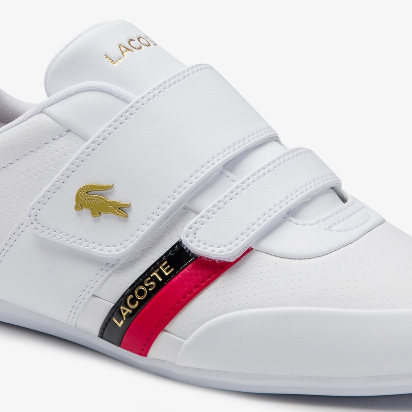 Sapatilhas Branco Vermelhas Masculino Lacoste Misano Strap Leather and Synthetic MJ7-66736Y7