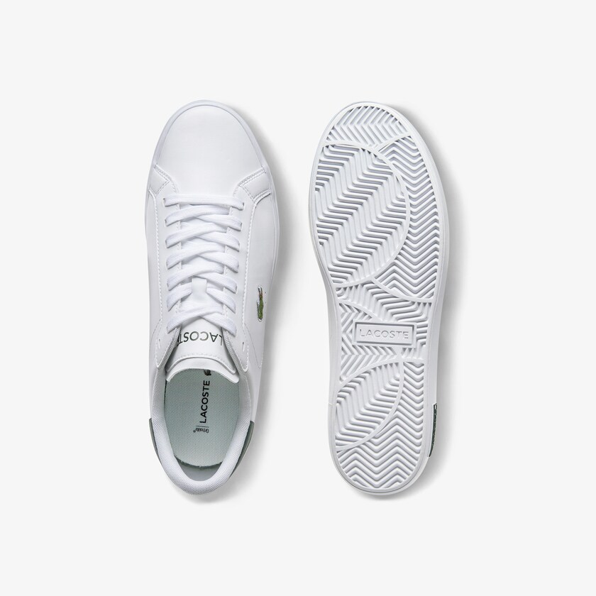 Sapatilhas Branco Verdes Escuro Masculino Lacoste Power Court Low Top ZI2-87318S4