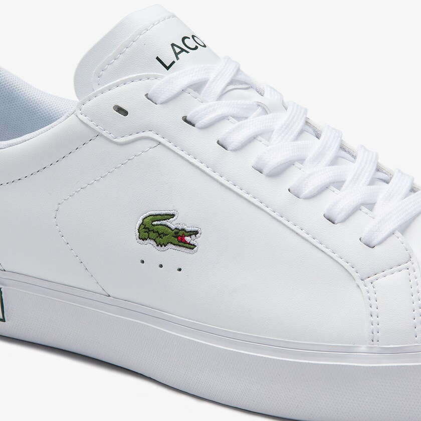 Sapatilhas Branco Verdes Escuro Masculino Lacoste Power Court Low Top ZI2-87318S4