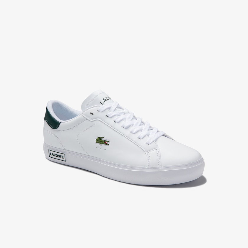 Sapatilhas Branco Verdes Escuro Masculino Lacoste Power Court Low Top ZI2-87318S4