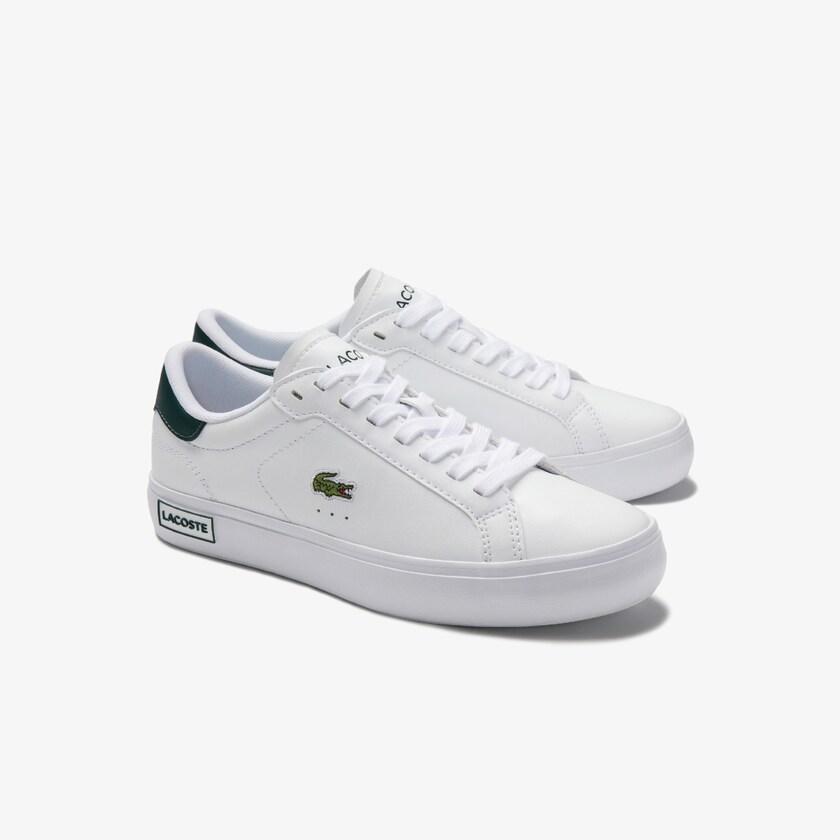 Sapatilhas Branco Verdes Escuro Feminino Lacoste Powercourt Leather ZZ6-64526S9