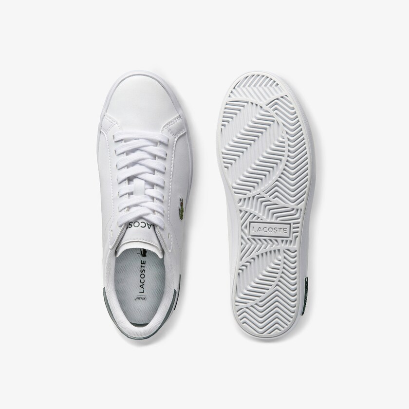 Sapatilhas Branco Verdes Escuro Feminino Lacoste Powercourt Leather ZZ6-64526S9