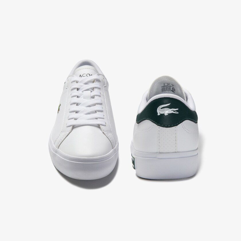 Sapatilhas Branco Verdes Escuro Feminino Lacoste Powercourt Leather ZZ6-64526S9