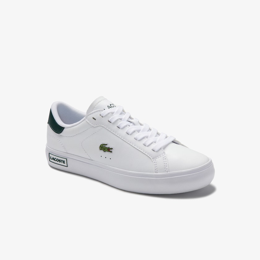 Sapatilhas Branco Verdes Escuro Feminino Lacoste Powercourt Leather ZZ6-64526S9