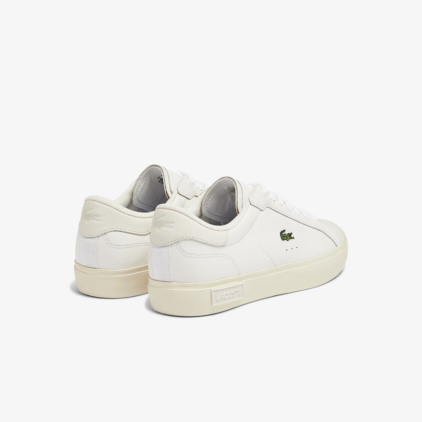 Sapatilhas Branco Cinzentas Feminino Lacoste Powercourt Leather Popped Heal AF4-67736W7