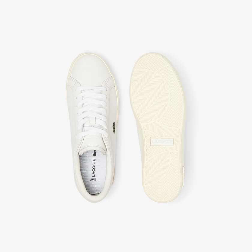 Sapatilhas Branco Cinzentas Feminino Lacoste Powercourt Leather Popped Heal AF4-67736W7