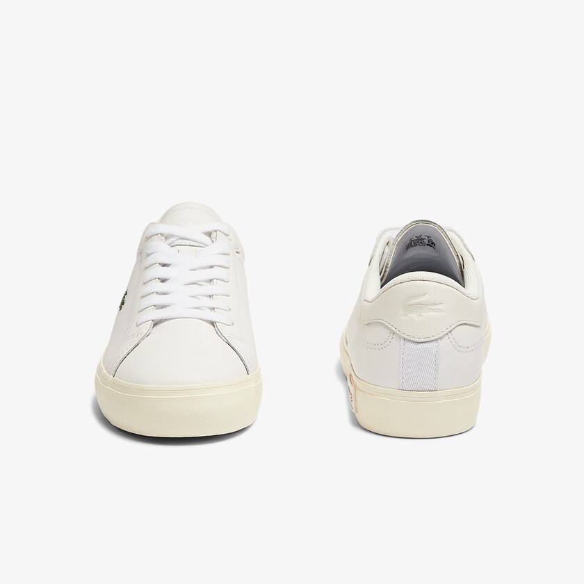 Sapatilhas Branco Cinzentas Feminino Lacoste Powercourt Leather Popped Heal AF4-67736W7