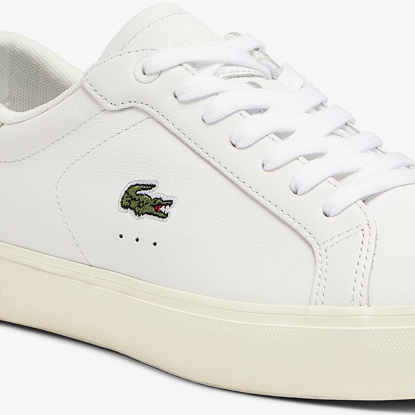 Sapatilhas Branco Cinzentas Feminino Lacoste Powercourt Leather Popped Heal AF4-67736W7