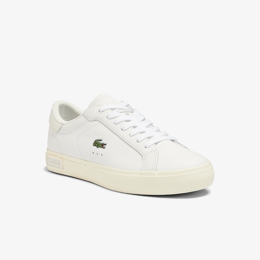Sapatilhas Branco Cinzentas Feminino Lacoste Powercourt Leather Popped Heal AF4-67736W7