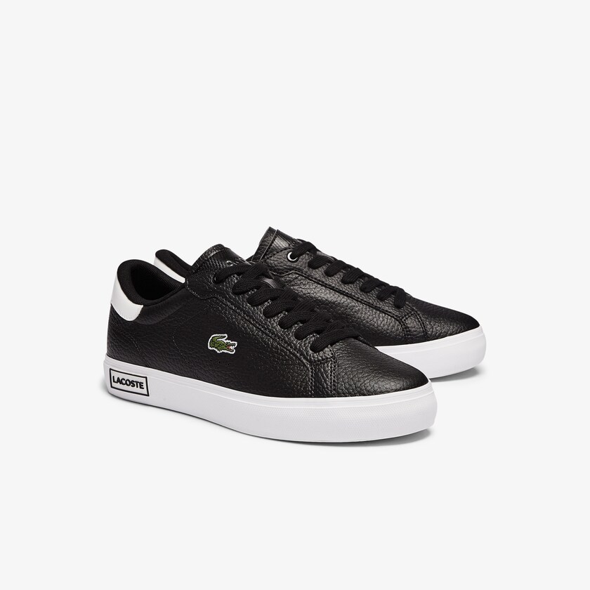 Sapatilhas Pretas Branco Feminino Lacoste Powercourt Leather and Synthetic SQ8-50175V1