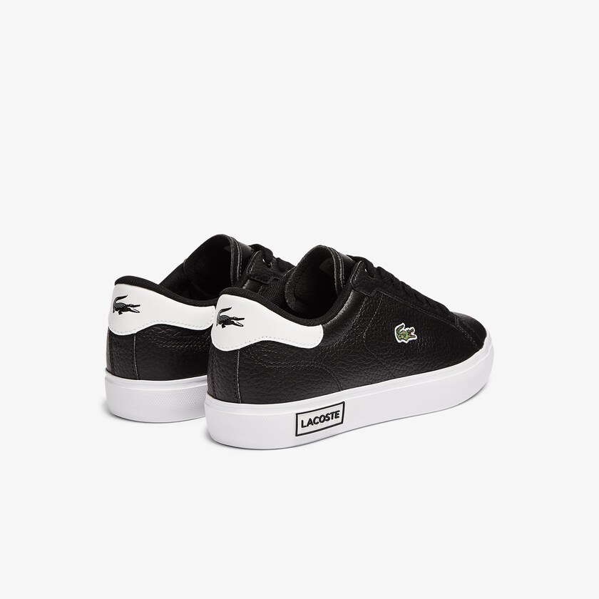 Sapatilhas Pretas Branco Feminino Lacoste Powercourt Leather and Synthetic SQ8-50175V1