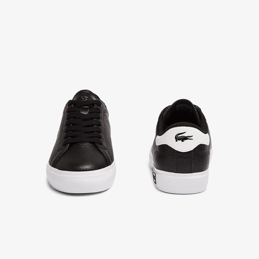 Sapatilhas Pretas Branco Feminino Lacoste Powercourt Leather and Synthetic SQ8-50175V1