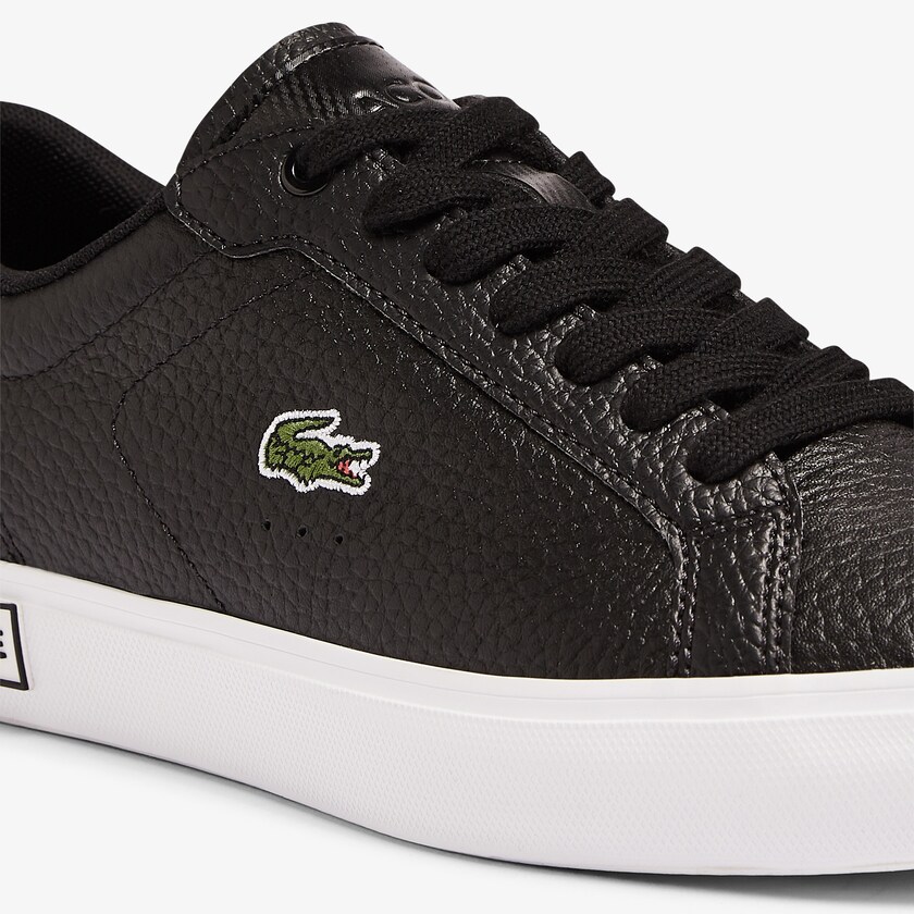 Sapatilhas Pretas Branco Feminino Lacoste Powercourt Leather and Synthetic SQ8-50175V1