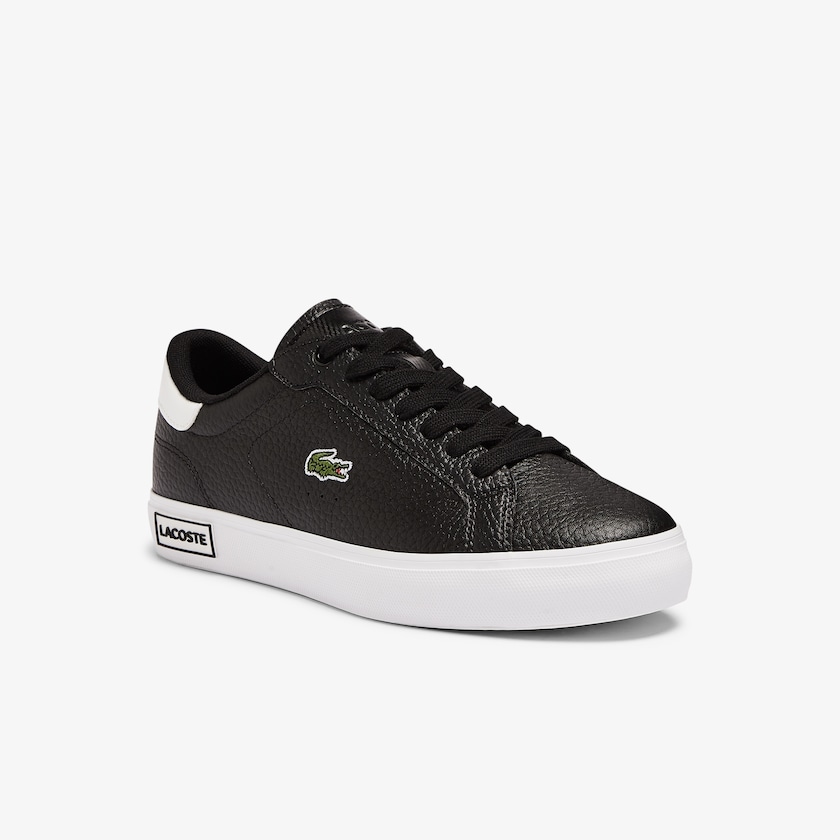 Sapatilhas Pretas Branco Feminino Lacoste Powercourt Leather and Synthetic SQ8-50175V1