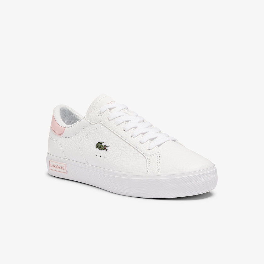 Sapatilhas Branco Luz Rosa Feminino Lacoste Powercourt Leather and Synthetic XG6-06150L8