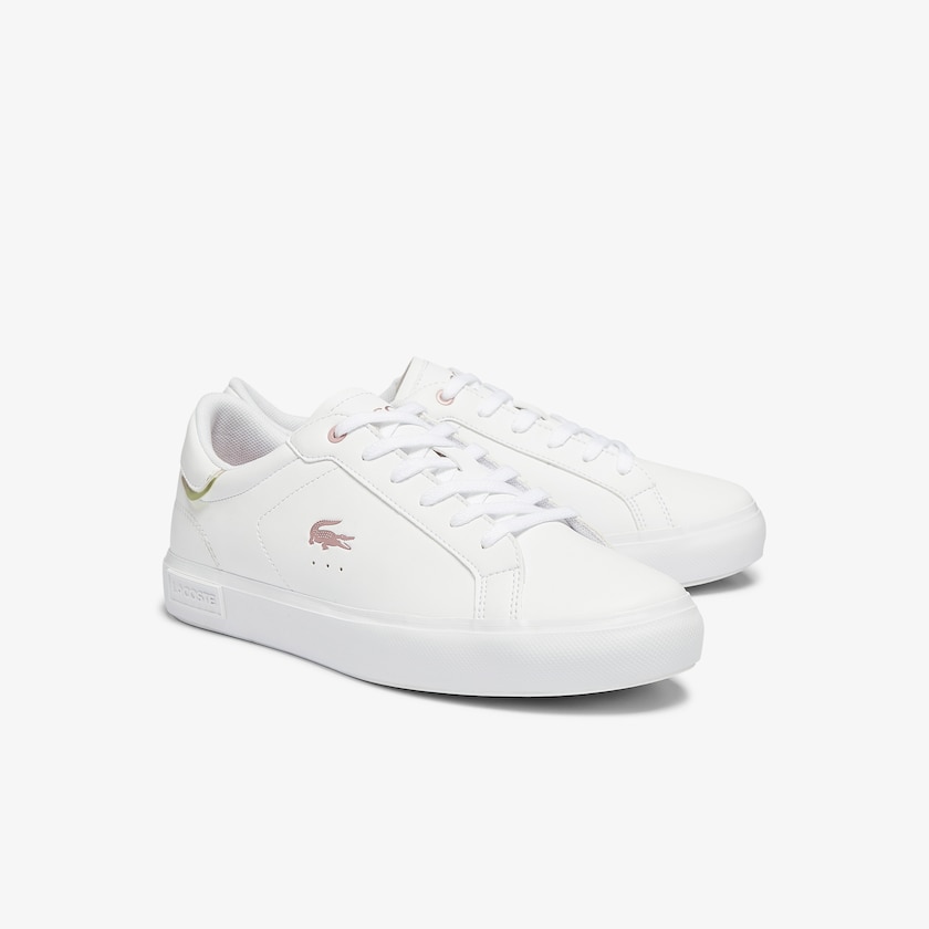 Sapatilhas Branco Rosa Criança Lacoste Powercourt Synthetic Metallic Accent PZ5-98119T0
