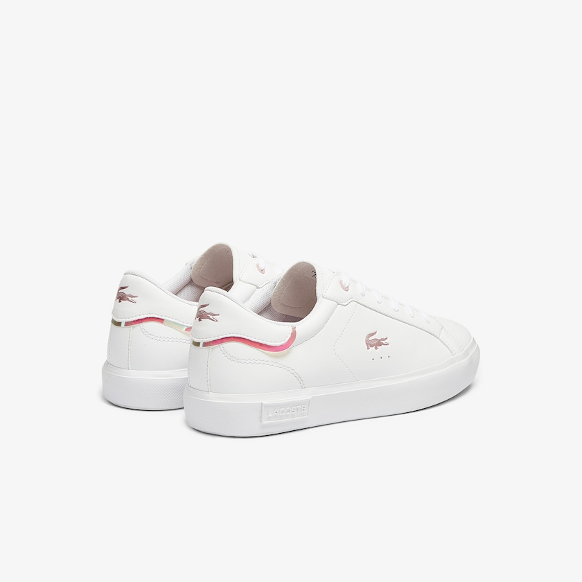 Sapatilhas Branco Rosa Criança Lacoste Powercourt Synthetic Metallic Accent PZ5-98119T0