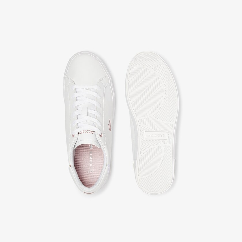 Sapatilhas Branco Rosa Criança Lacoste Powercourt Synthetic Metallic Accent PZ5-98119T0