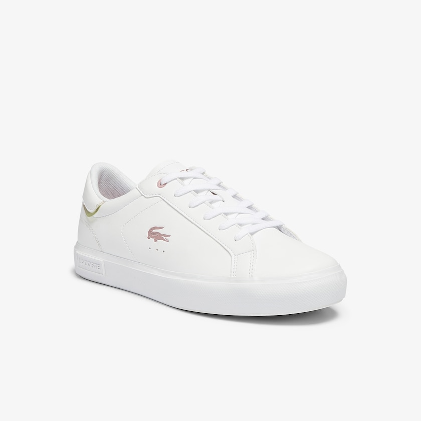 Sapatilhas Branco Rosa Criança Lacoste Powercourt Synthetic Metallic Accent PZ5-98119T0