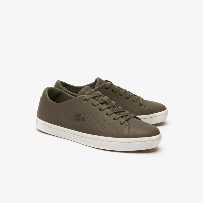 Sapatilhas Caqui Escuro Branco Feminino Lacoste Showcourt 2.0 Leather JW7-69846B2