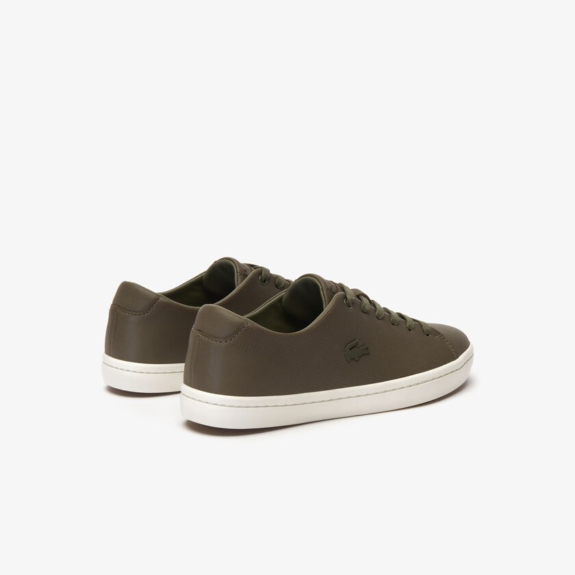 Sapatilhas Caqui Escuro Branco Feminino Lacoste Showcourt 2.0 Leather JW7-69846B2