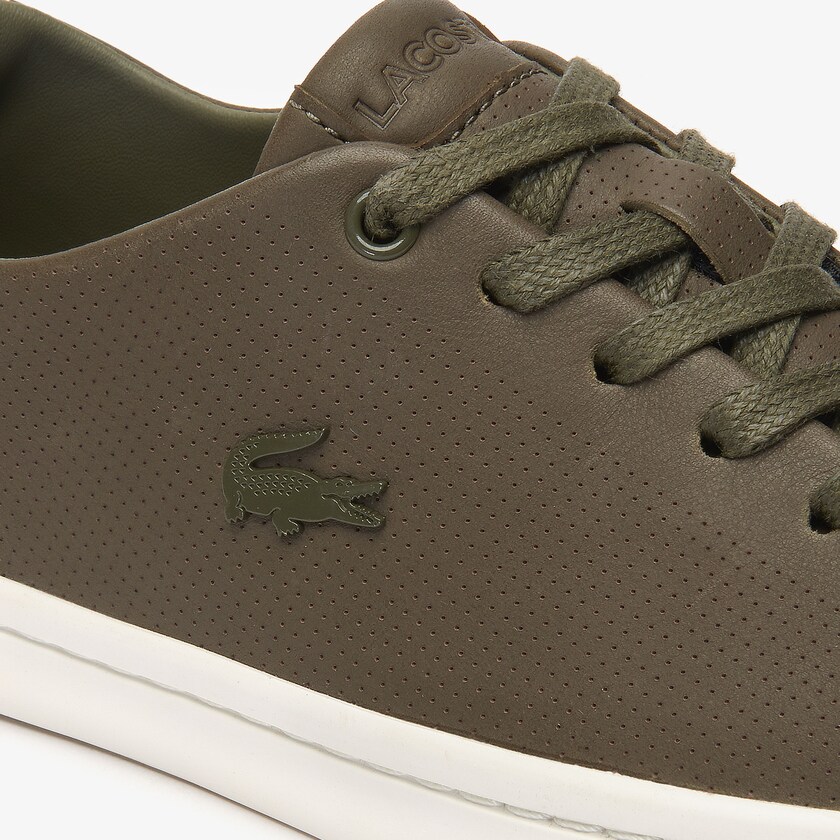 Sapatilhas Caqui Escuro Branco Feminino Lacoste Showcourt 2.0 Leather JW7-69846B2