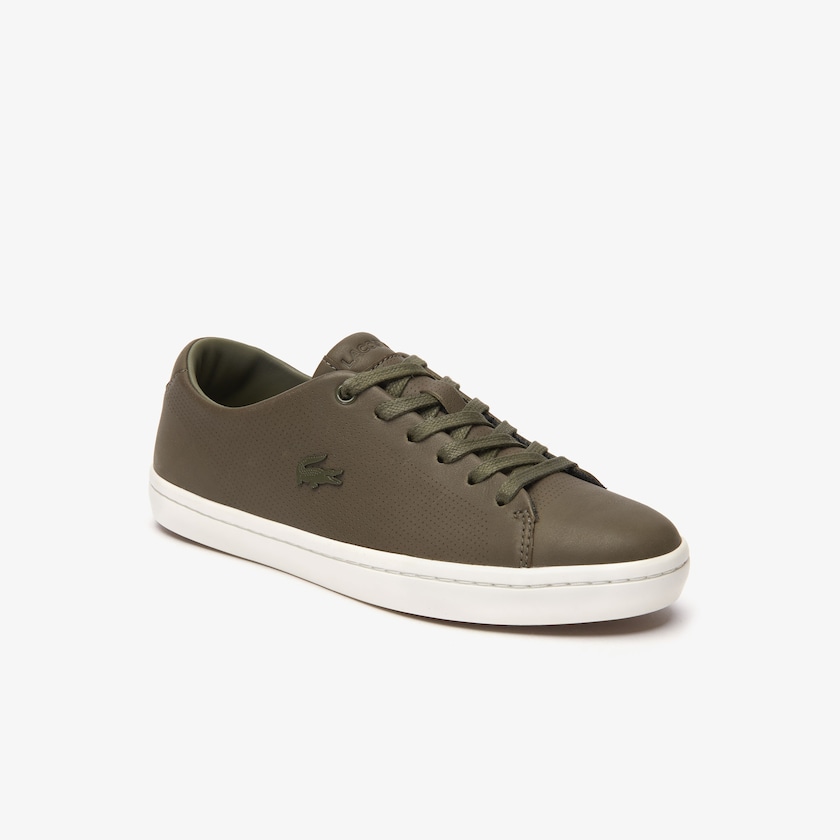 Sapatilhas Caqui Escuro Branco Feminino Lacoste Showcourt 2.0 Leather JW7-69846B2