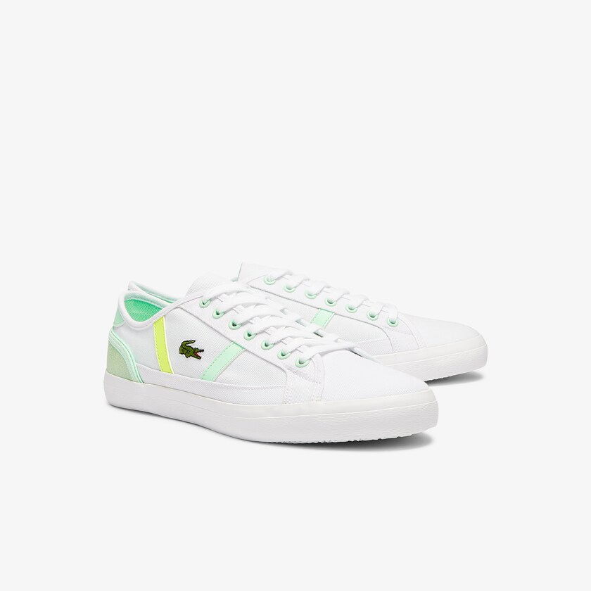 Sapatilhas Branco Luz Verdes Masculino Lacoste Sideline Canvas HJ5-92479S2