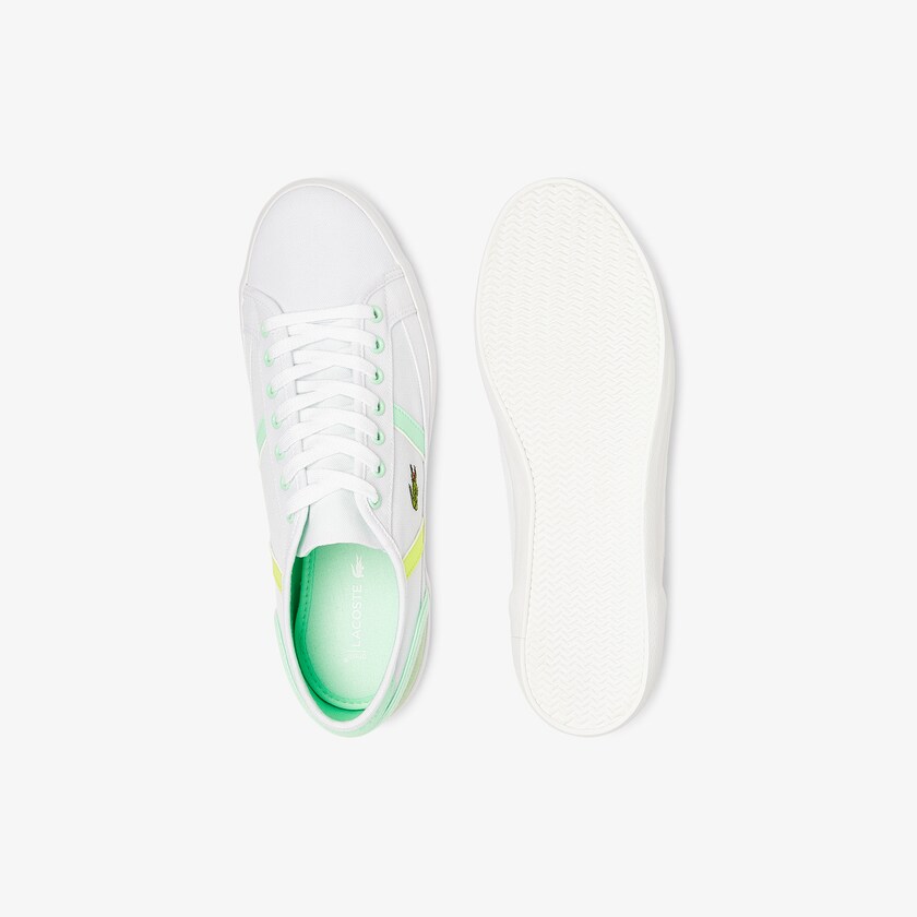 Sapatilhas Branco Luz Verdes Masculino Lacoste Sideline Canvas HJ5-92479S2