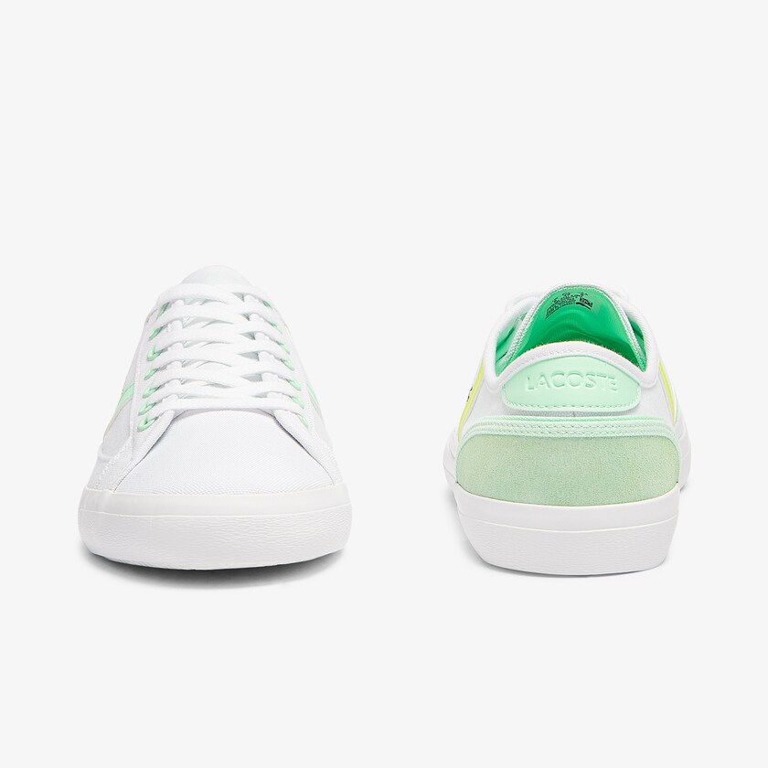 Sapatilhas Branco Luz Verdes Masculino Lacoste Sideline Canvas HJ5-92479S2
