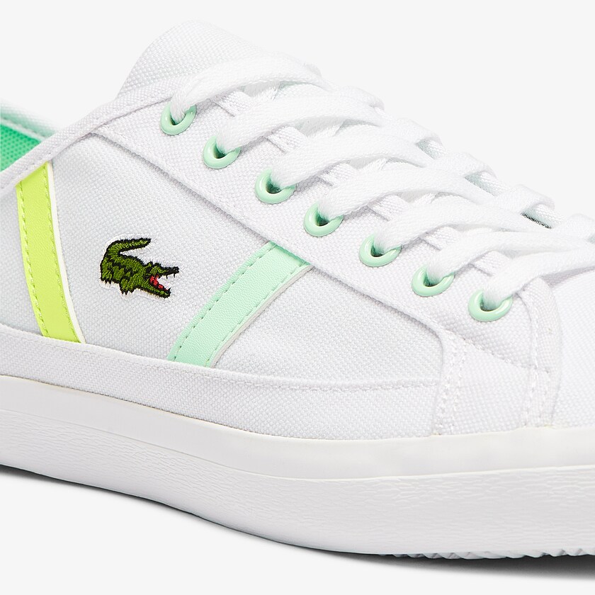Sapatilhas Branco Luz Verdes Masculino Lacoste Sideline Canvas HJ5-92479S2