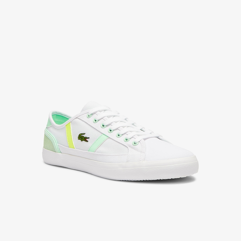 Sapatilhas Branco Luz Verdes Masculino Lacoste Sideline Canvas HJ5-92479S2