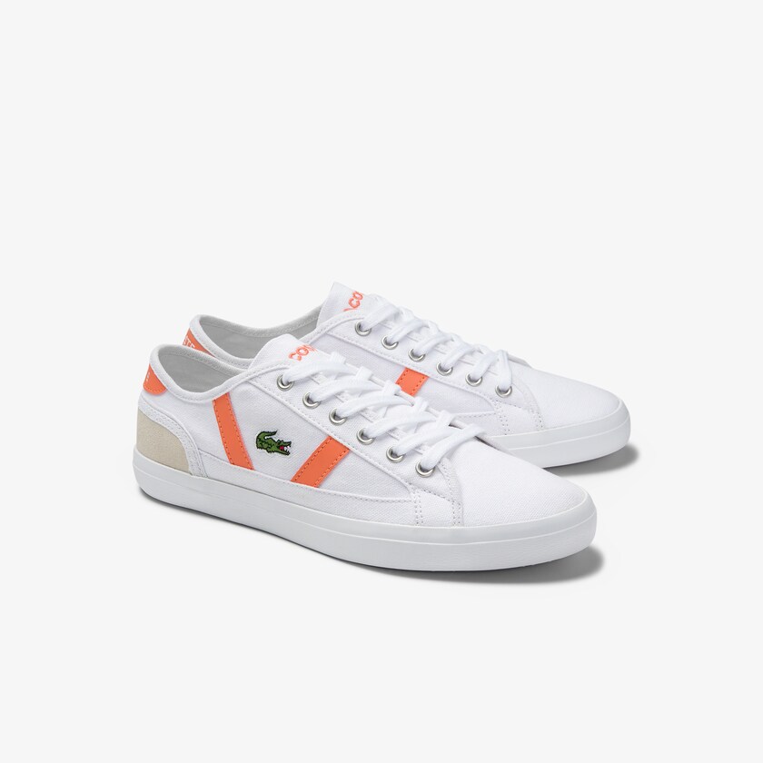 Sapatilhas Branco Laranja Feminino Lacoste Sideline Canvas and Suede VO8-16781R0