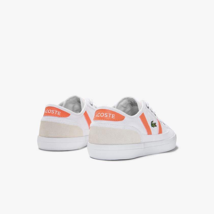 Sapatilhas Branco Laranja Feminino Lacoste Sideline Canvas and Suede VO8-16781R0