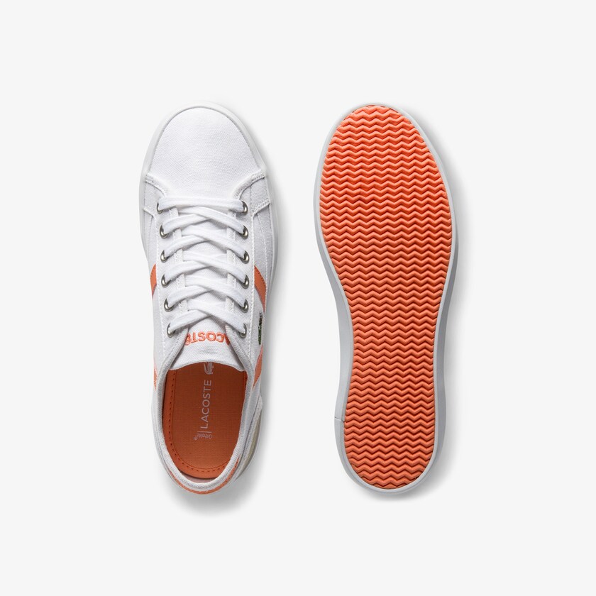 Sapatilhas Branco Laranja Feminino Lacoste Sideline Canvas and Suede VO8-16781R0
