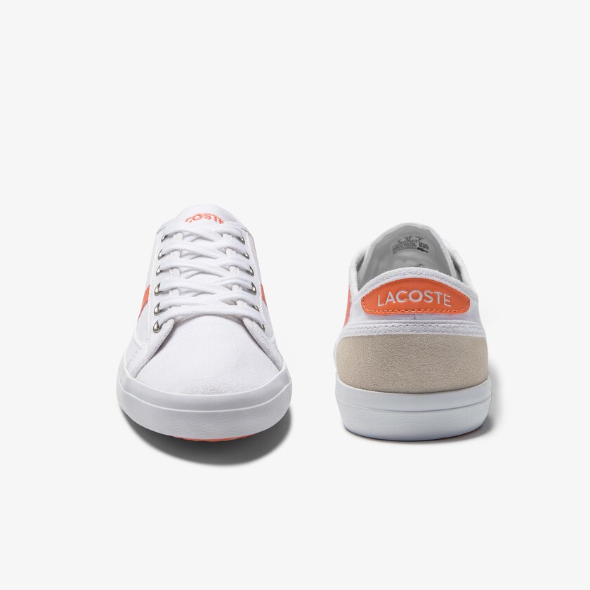 Sapatilhas Branco Laranja Feminino Lacoste Sideline Canvas and Suede VO8-16781R0