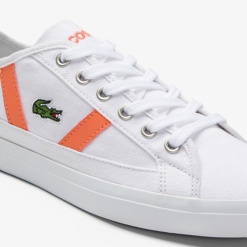 Sapatilhas Branco Laranja Feminino Lacoste Sideline Canvas and Suede VO8-16781R0