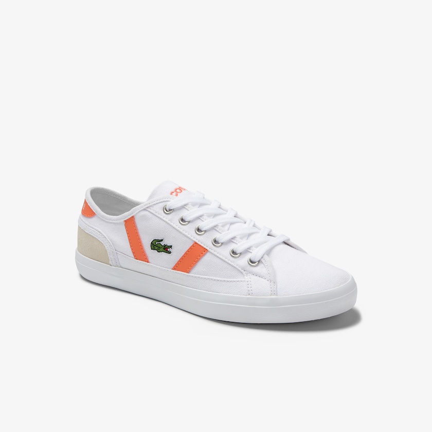 Sapatilhas Branco Laranja Feminino Lacoste Sideline Canvas and Suede VO8-16781R0