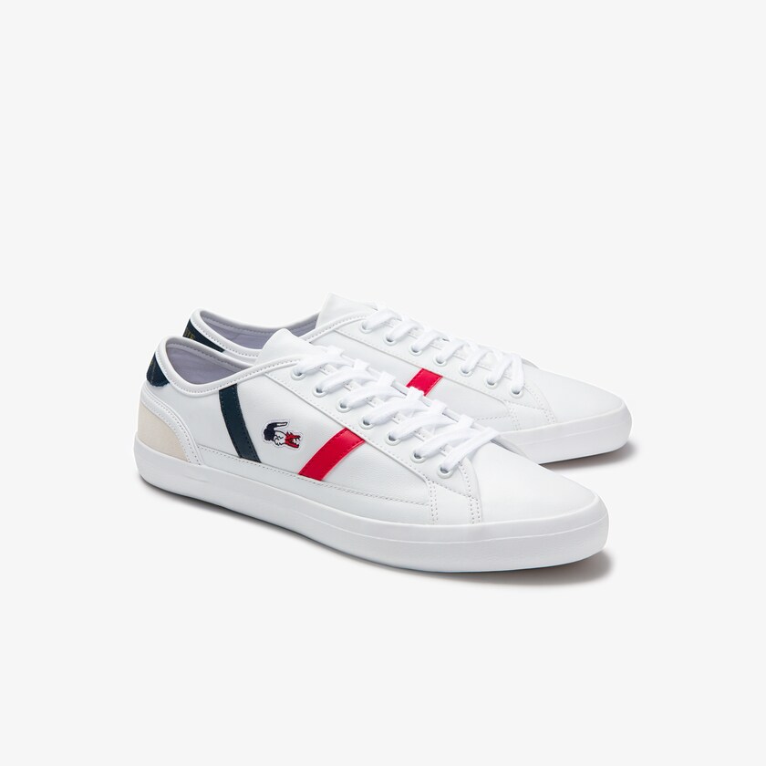 Sapatilhas Branco Bege Masculino Lacoste Sideline Leather Tricolore CR6-39863S3